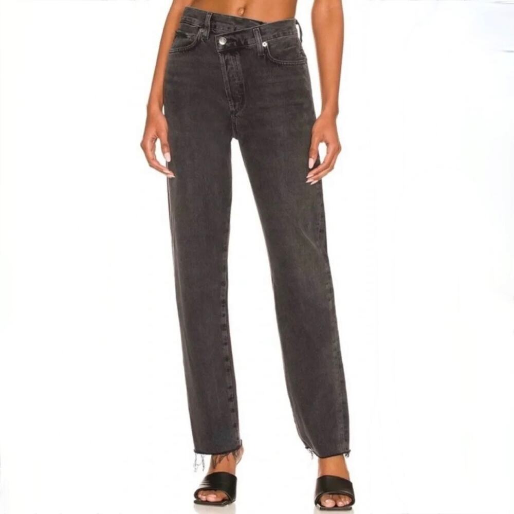 AGOLDE Criss Cross Straight Leg Jeans - Washed Black - 100% Organic Cotton - 25